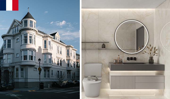 Home french classical villa bathroom renovation project