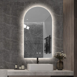arched wall vanity mirror with light backlight