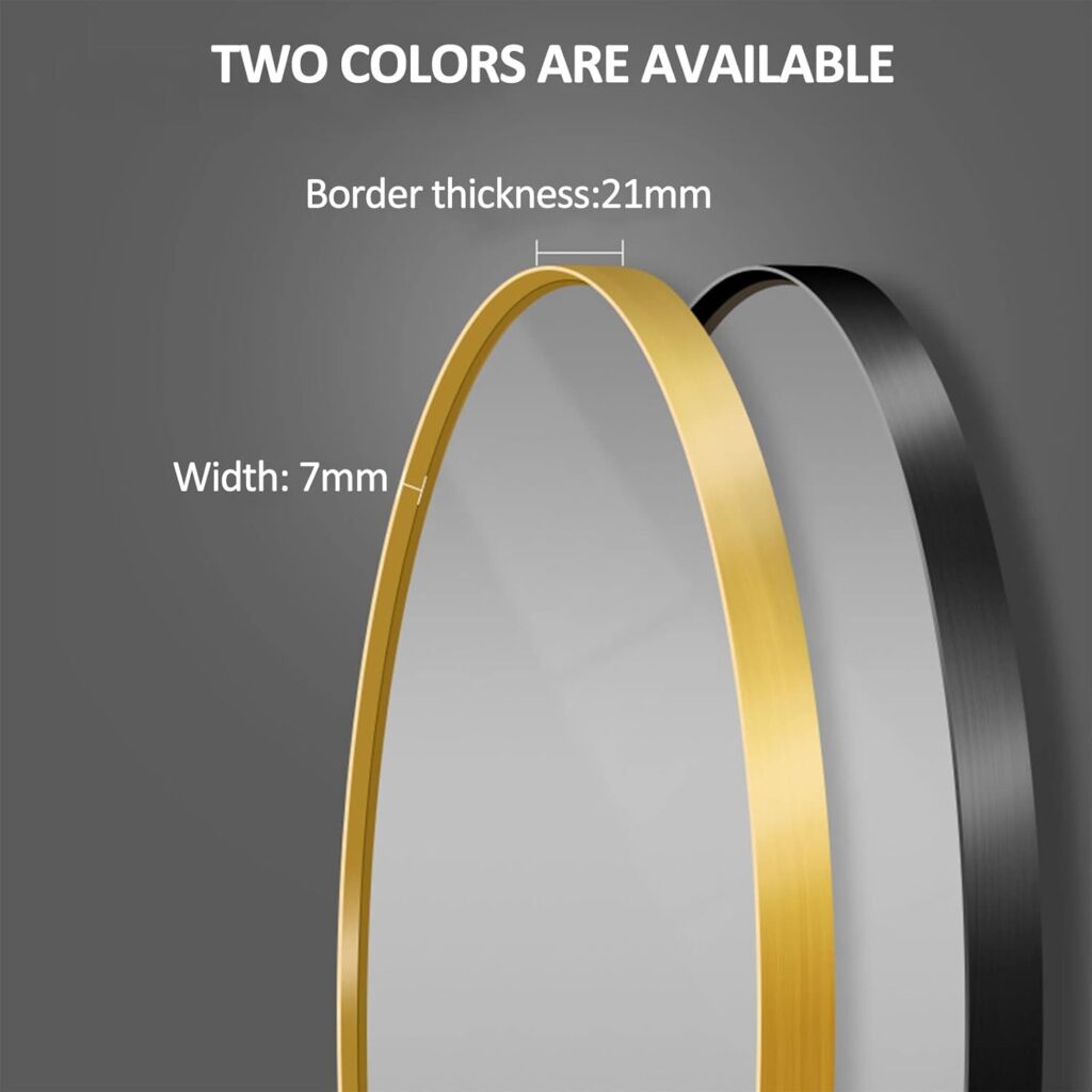 Black Metal Frame Round Mirror