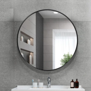 Black Metal Round Mirror