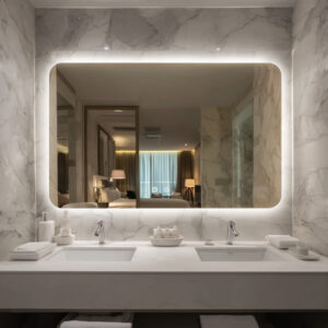 custom frameless backlit led mirror for project