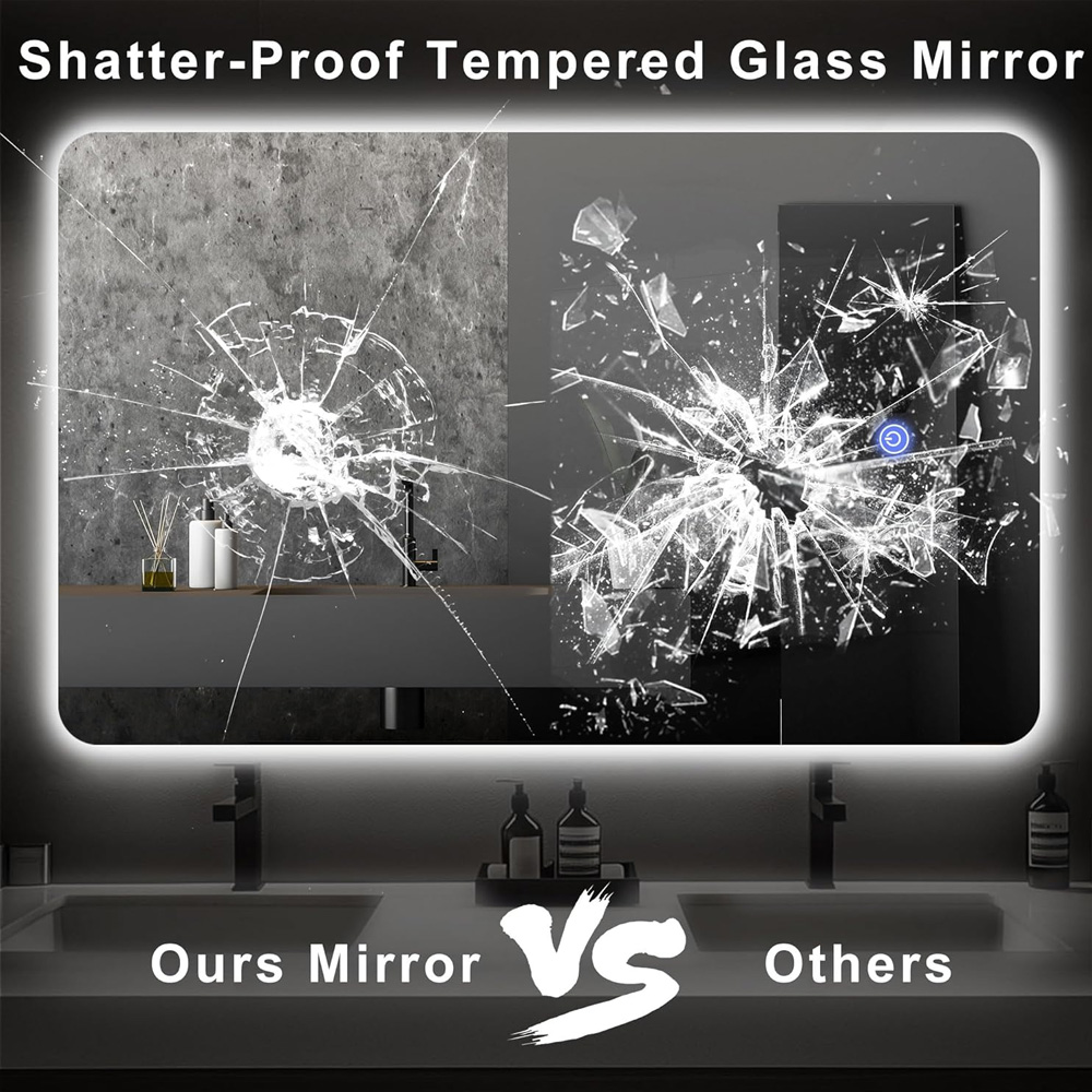 custom frameless backlit led mirror High-definition reflective mirror and explosion-proof film