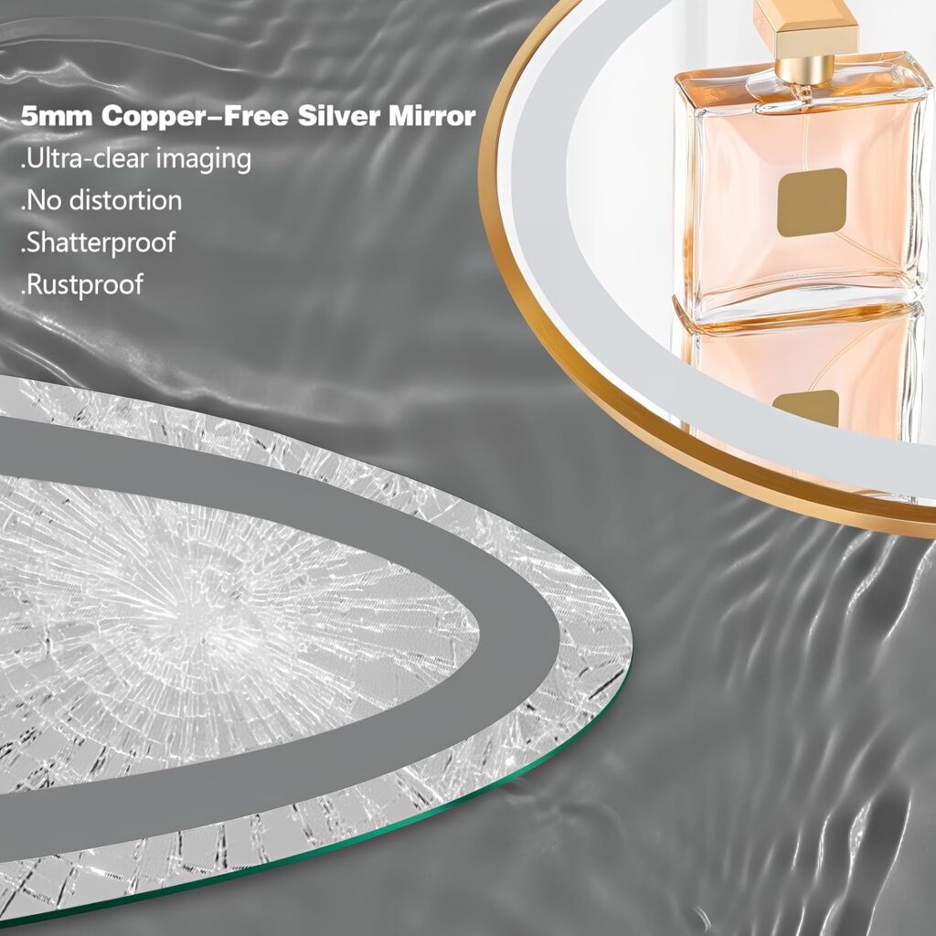 gold frame pill shaped High-definition reflective mirror and explosion-proof film