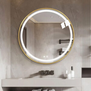 Gold Frame Round Mmirror with Light