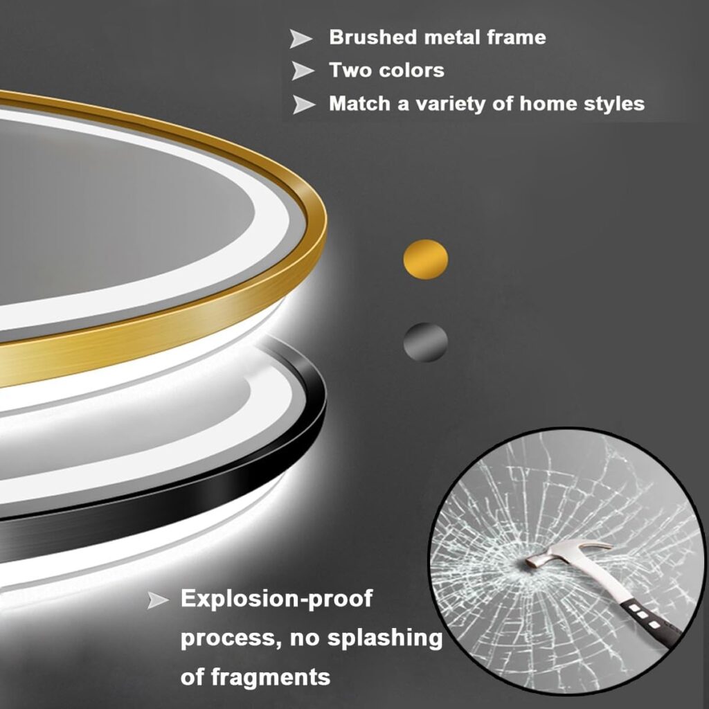 gold frame round mmirror Explosion-proof film