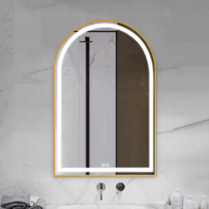 luxury hotel apartment arched gold frame led mirror