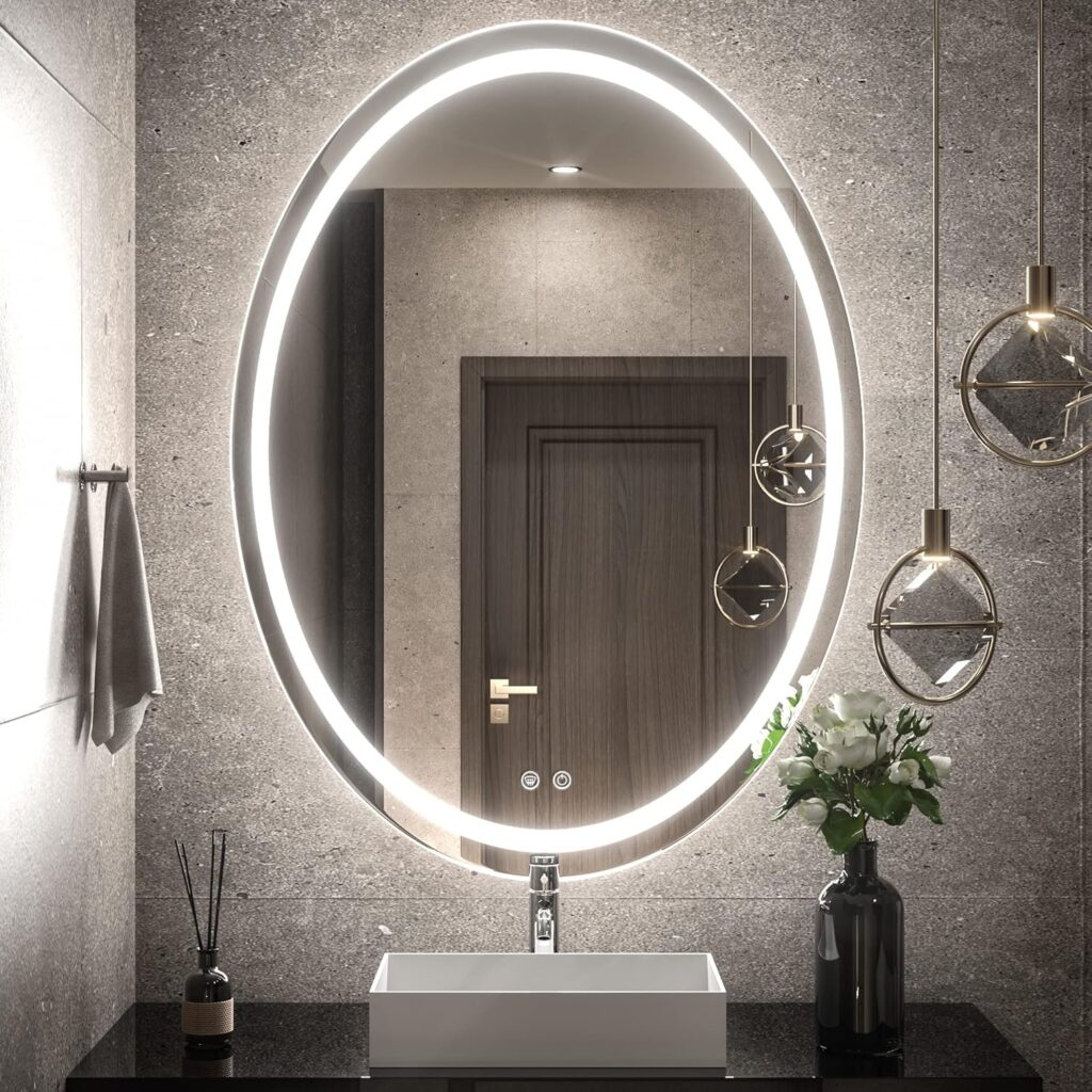 Oval LED Mirror with Touch Sensor