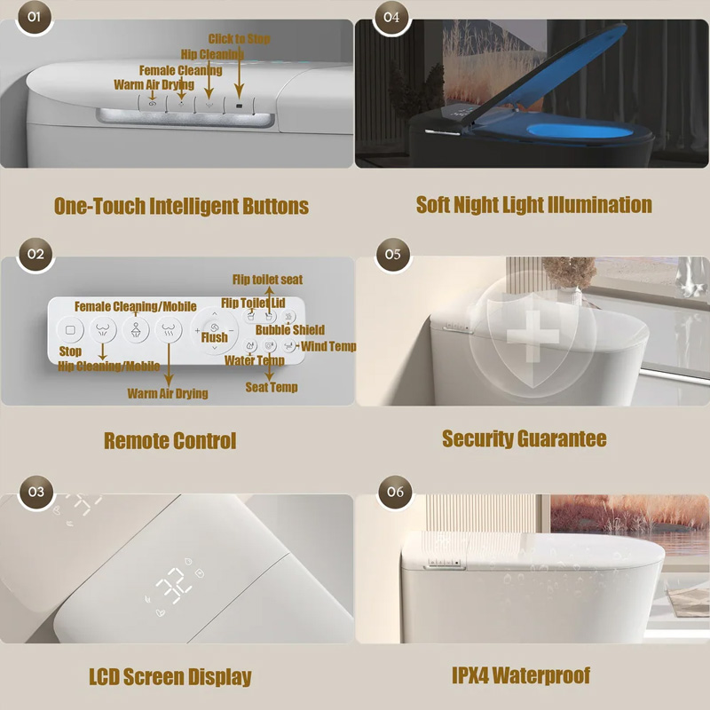 modern smart toilet with built in bidet and dryer