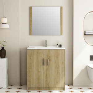 compact bathroom cabinet with storage drawer and mirror