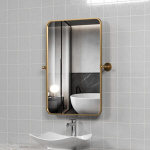 industrial black framed bathroom mirror with storage shelf & led light (copy)