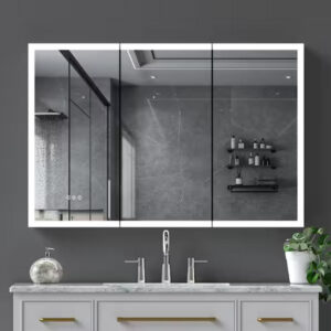 horizontal sliding door mirror cabinet for streamlined wall integration