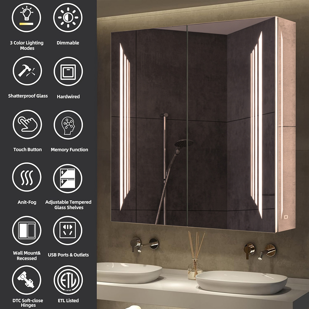 large capacity mirror cabinet for family bathrooms