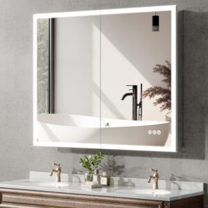 medium size mirror cabinet with balanced storage for multi purpose projects