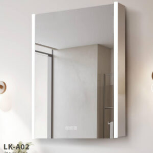 Minimalist Stainless Steel LED Mirror Cabinet for Contemporary Bathroom Fit-Outs