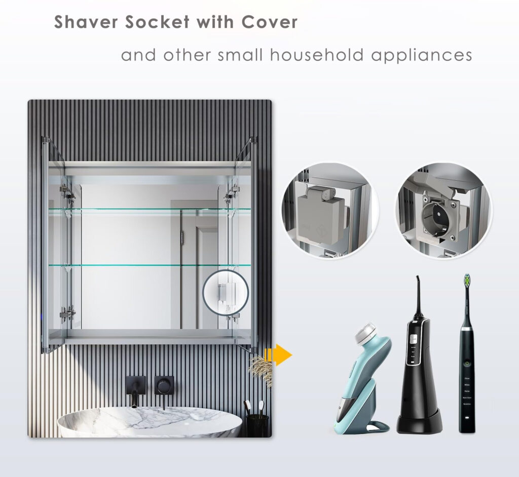 square led mirror cabinet with wide light border