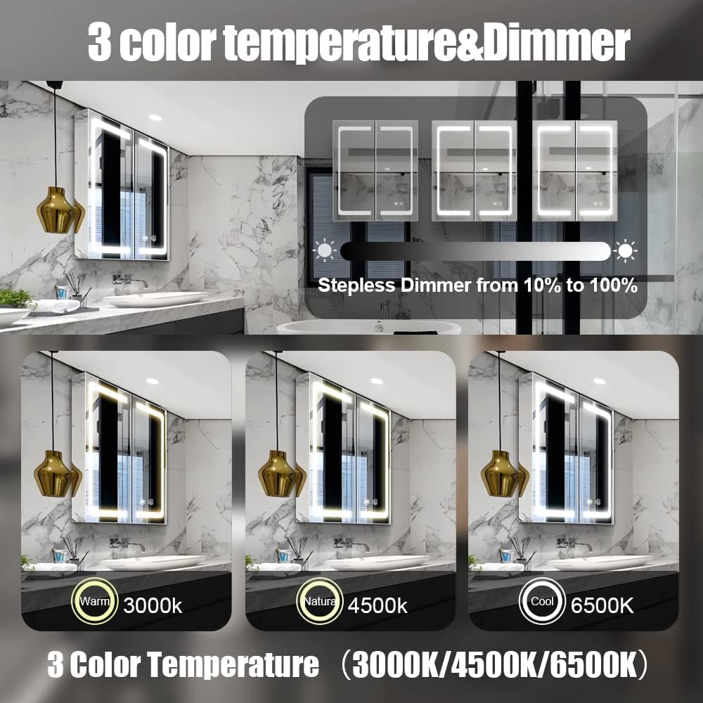 square led mirror cabinet with wide light border