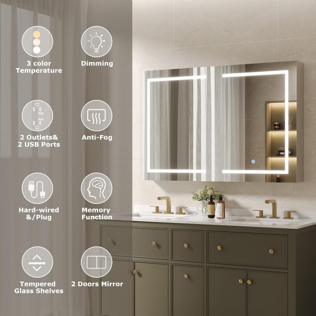 two door led mirror cabinet with full surround lighting