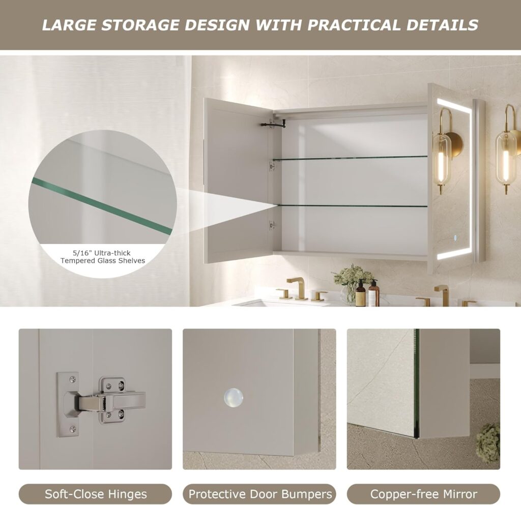 two door led mirror cabinet with full surround lighting