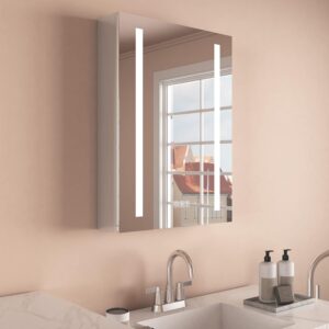 vertical led mirror cabinet with stainless steel frame for modern installations