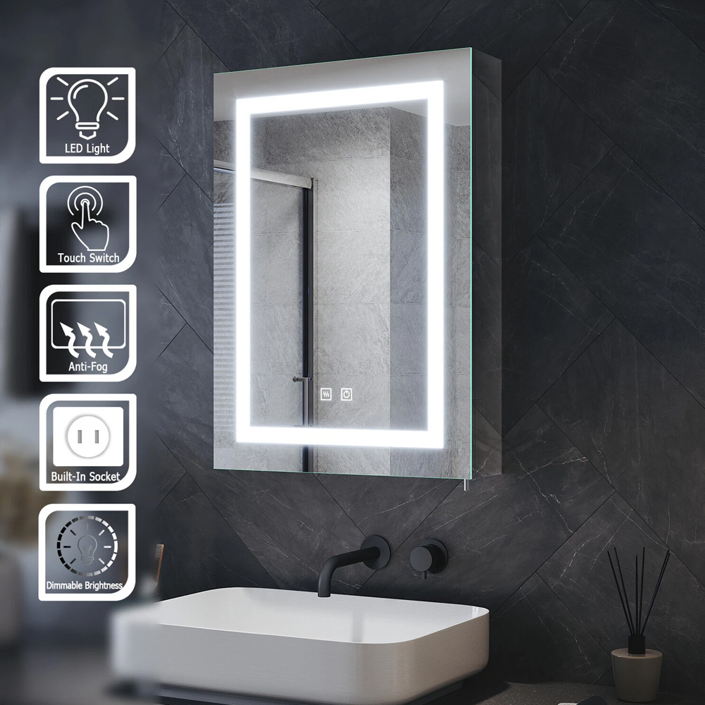 wall mounted led mirror cabinet for contemporary bathroom projects