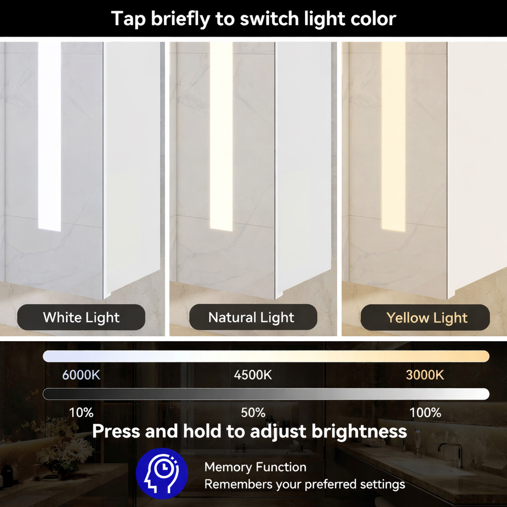 waterproof led mirror cabinet for commercial bathrooms