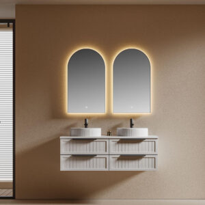 Elegant Double Wall-Mounted Vanity with LED Mirrors | European Bathroom Design